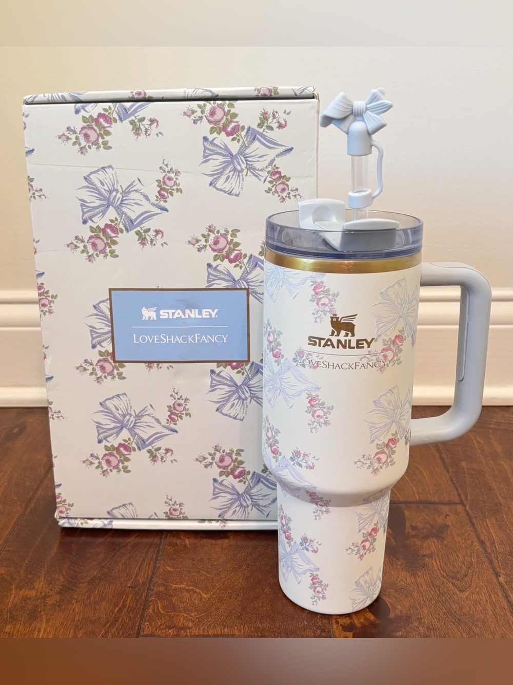 Stanley x Love Shack Fancy Tumbler 40 Oz In Rosa Beaux Blue Excellent Condition